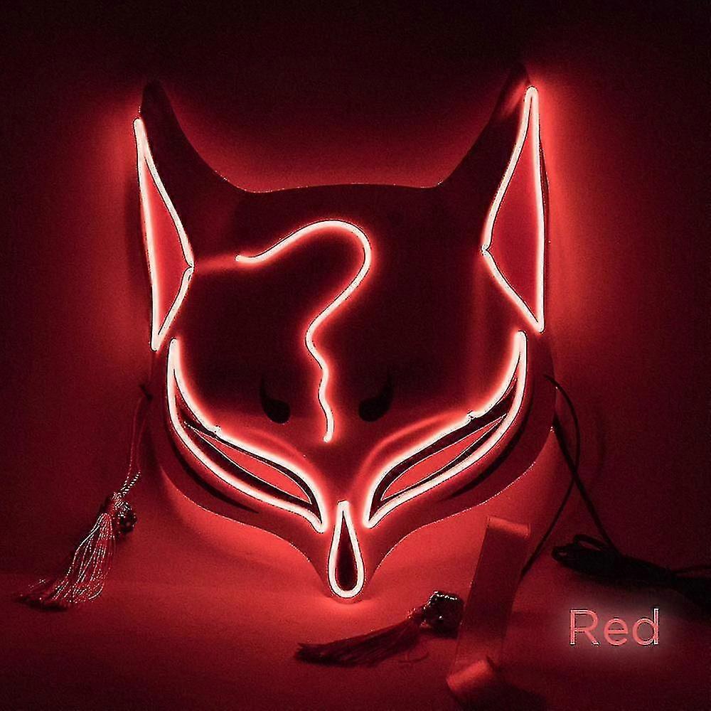 Halloween Led Fox Mask Party Masque Masquerade Masks Neon Maske Light Glow In The Dark Horror Mask Glowing Mask Arrival 2021