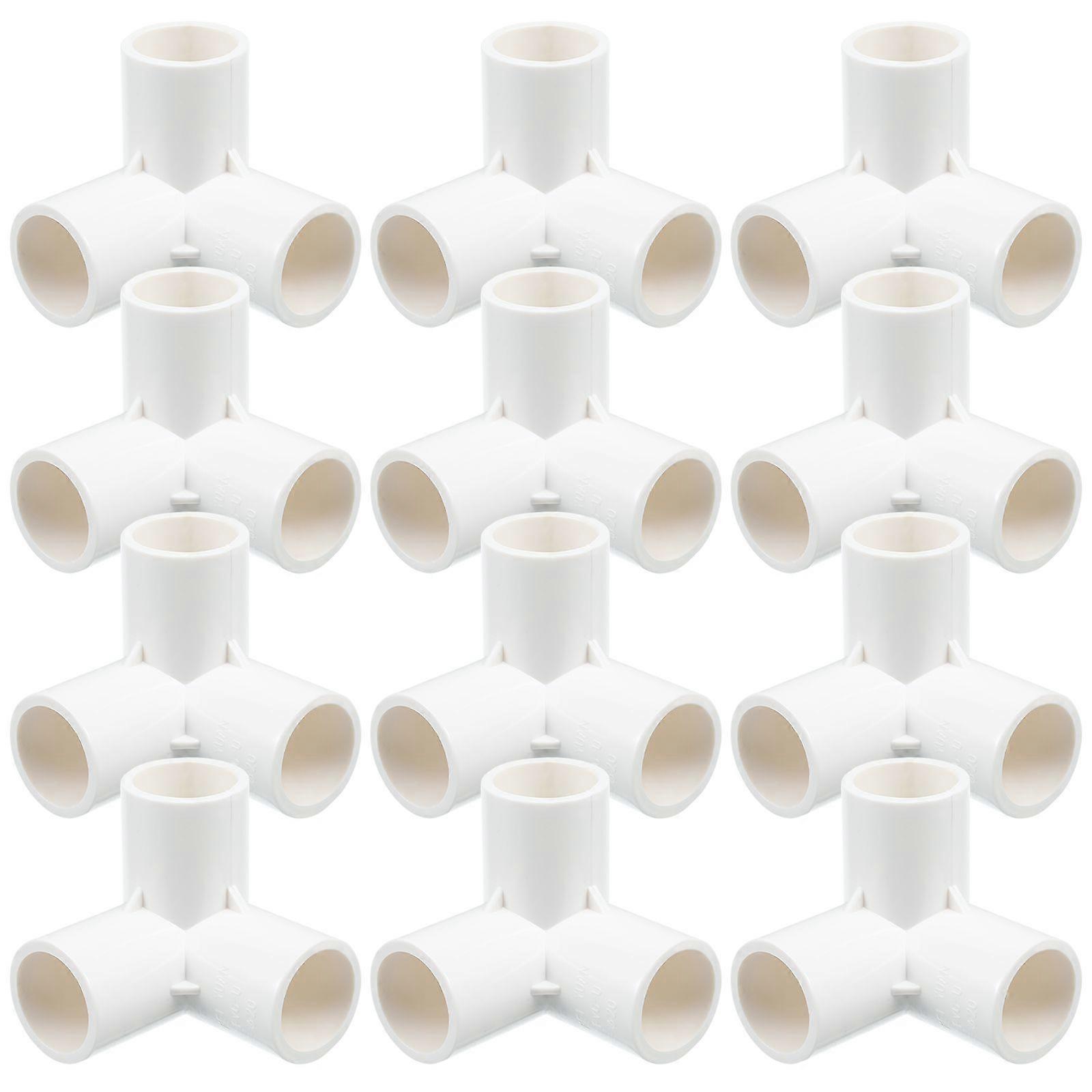 8 Pcs 1 Bag Three-way Joint Simple Pipe Accessories Connection Joints (White)