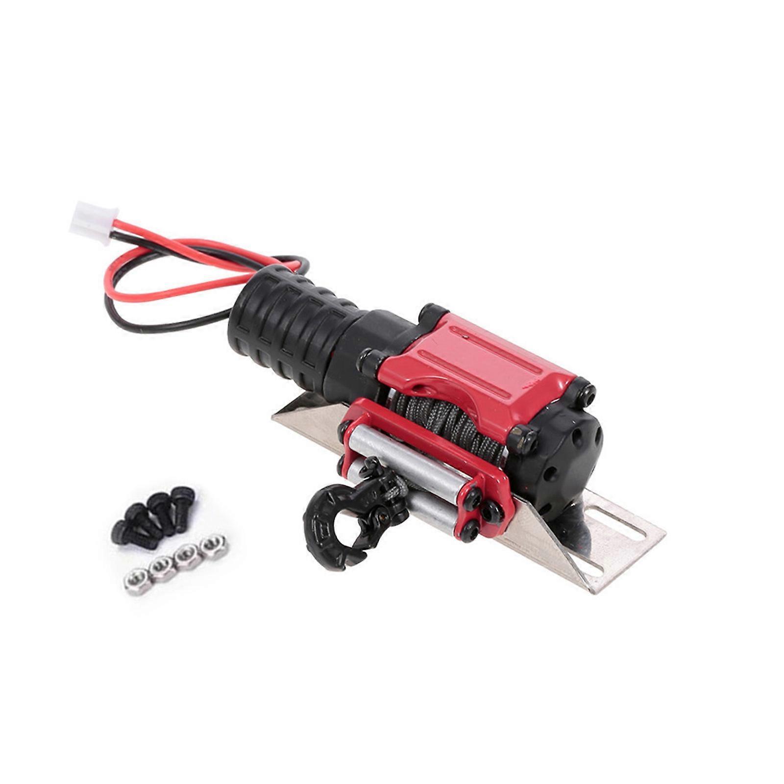 1:10 Scale RC Car Wired Automatic Simulated Metal Winch Replacement Part for SCX10 90046 TRX4 Gen8 1/10 RC Crawler red black