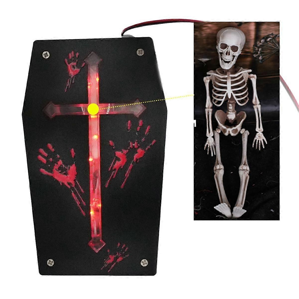 LED Colorful Voice-Controlled Scene Decoration Coffin Props Halloween Coffin Prank Halloween Decora