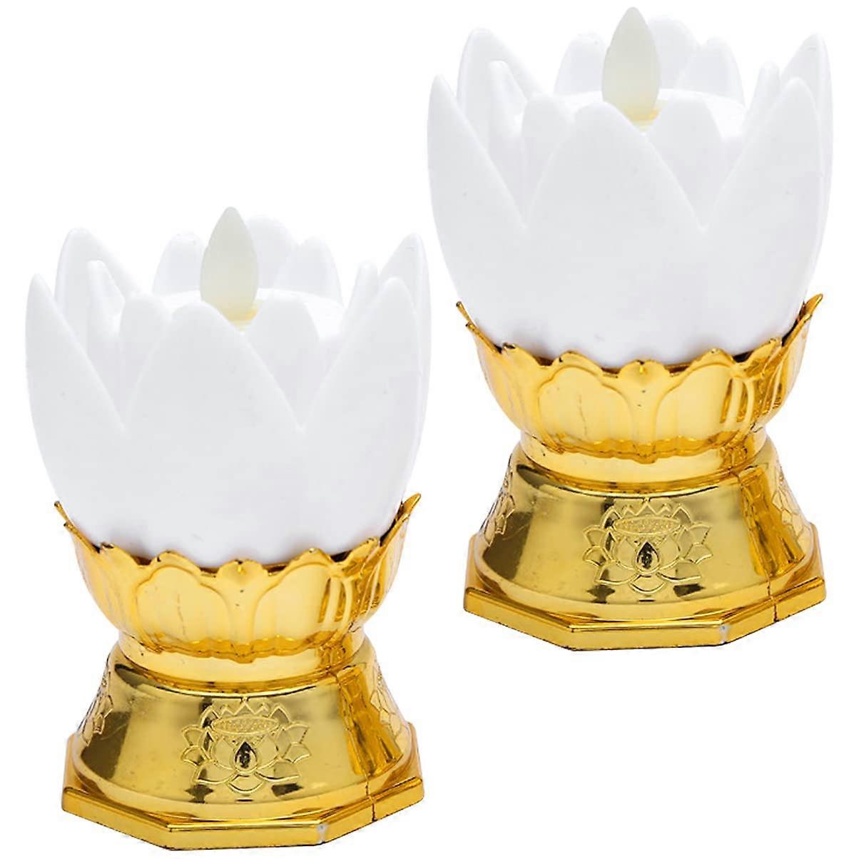 2 Pcs LED Buddhist Lotus Lamps for Home Decor, Tabletop Ornaments, 7-Inch Color Changing Design, Energy Efficient Lighting