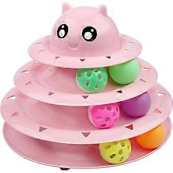 Cat Toy Roller 3-Level Turntable Cat Toys Balls avec Six Boules colorées Chaton Interactif Amusant Mental Physical Exercise Puzzle Kitten Toys.