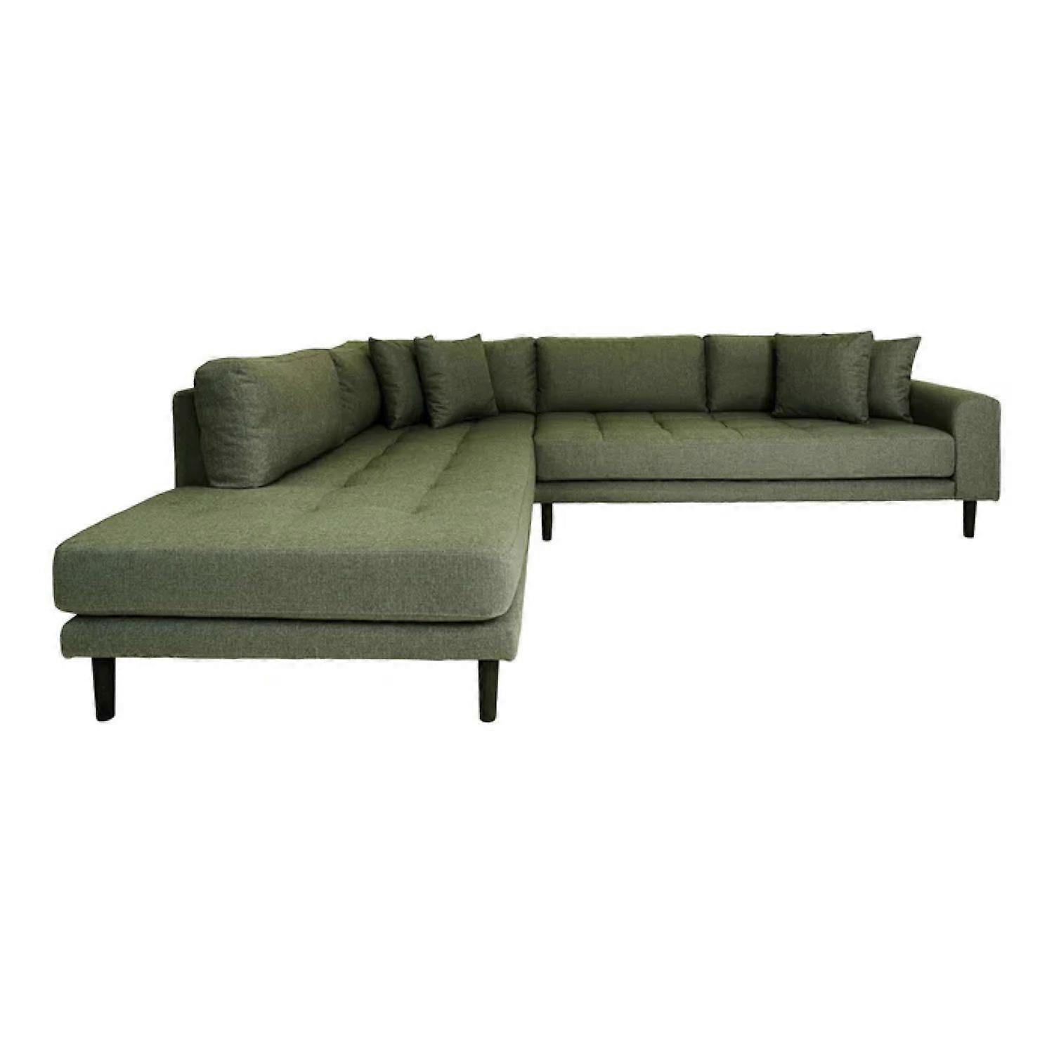 Olive green 3/4 seater corner sofa + 4 cushions