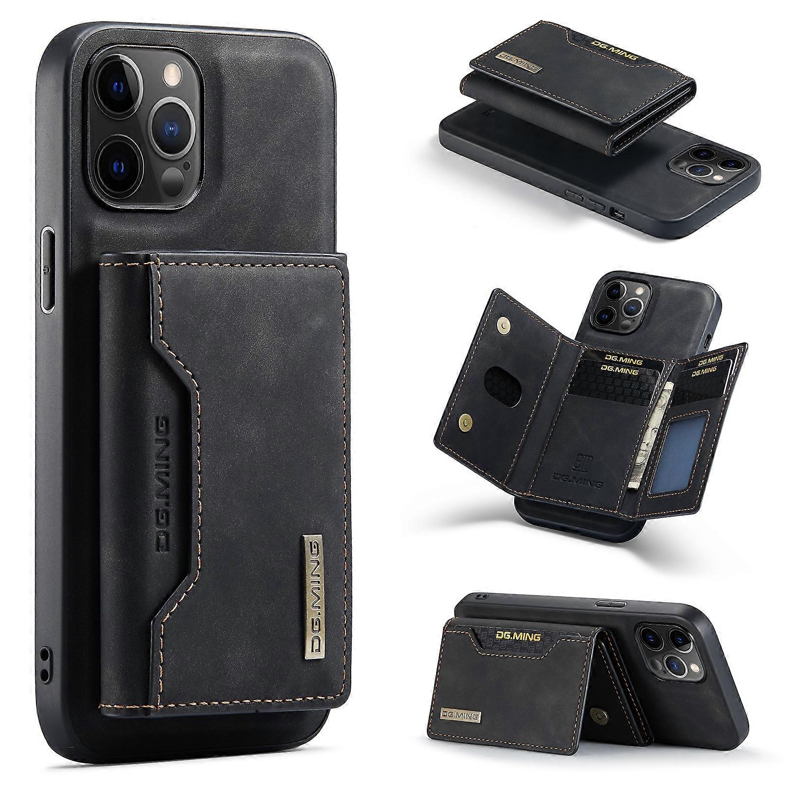 For iPhone 12 Pro Max DG.MING M2 Series 3-Fold Multi Card Bag + Magnetic Back Cover Shockproof Case with Wallet & Holder Function(Brown)