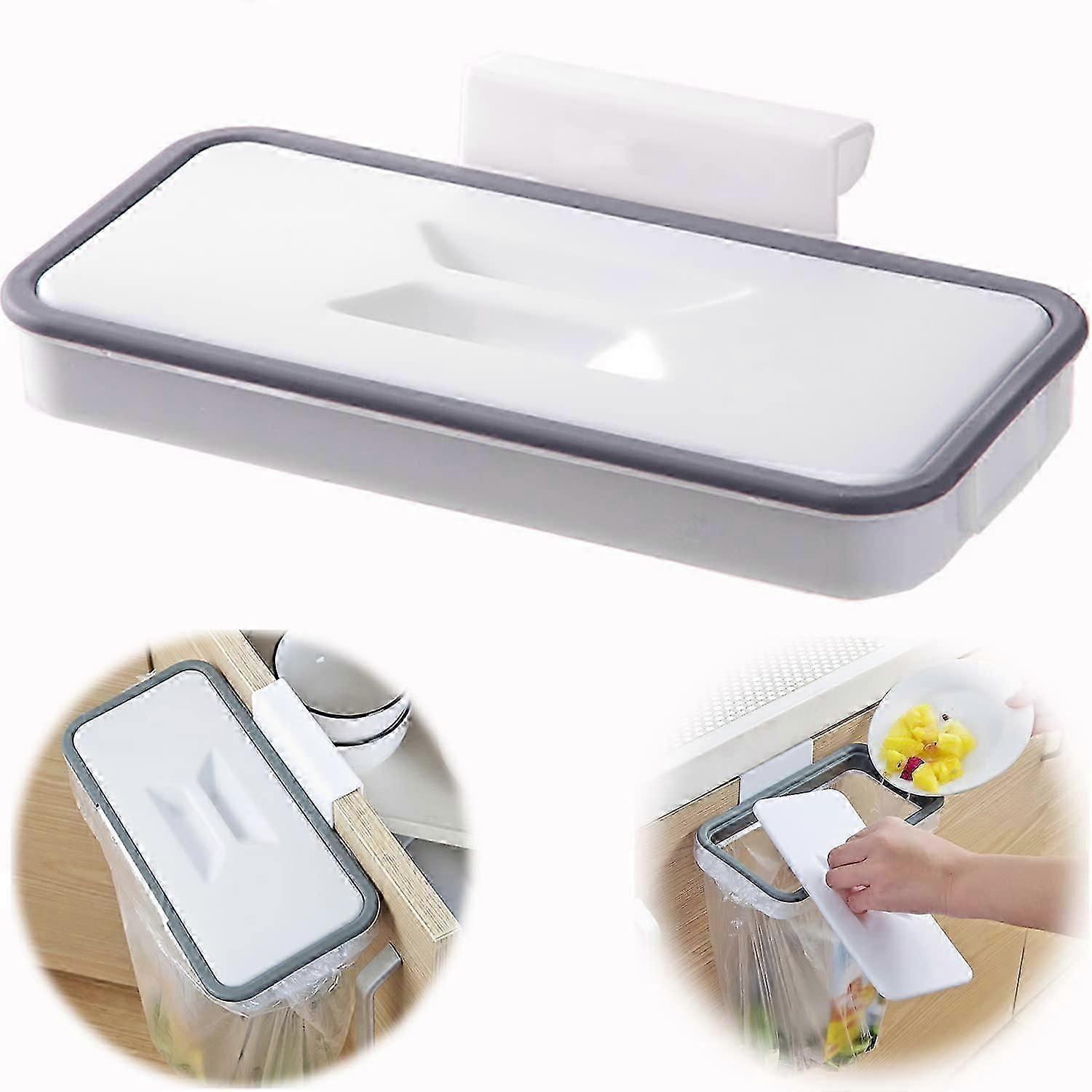 Portable Hanging Garbage Bag Holder with Lid, Kitchen Storage Solution