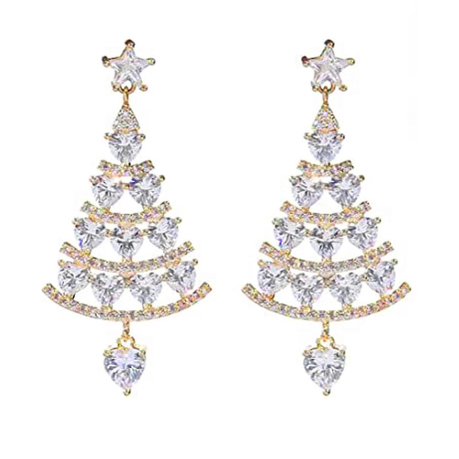 Luxurious Glittering Christmas Tree Star Dangle Earrings - Perfect Gift
