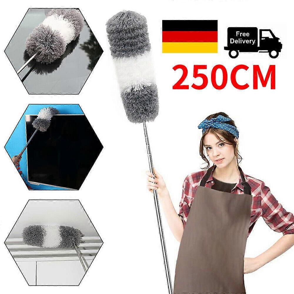 Telescopic feather duster dust catcher dust mop gray 80cm - 250cm extendable DHL