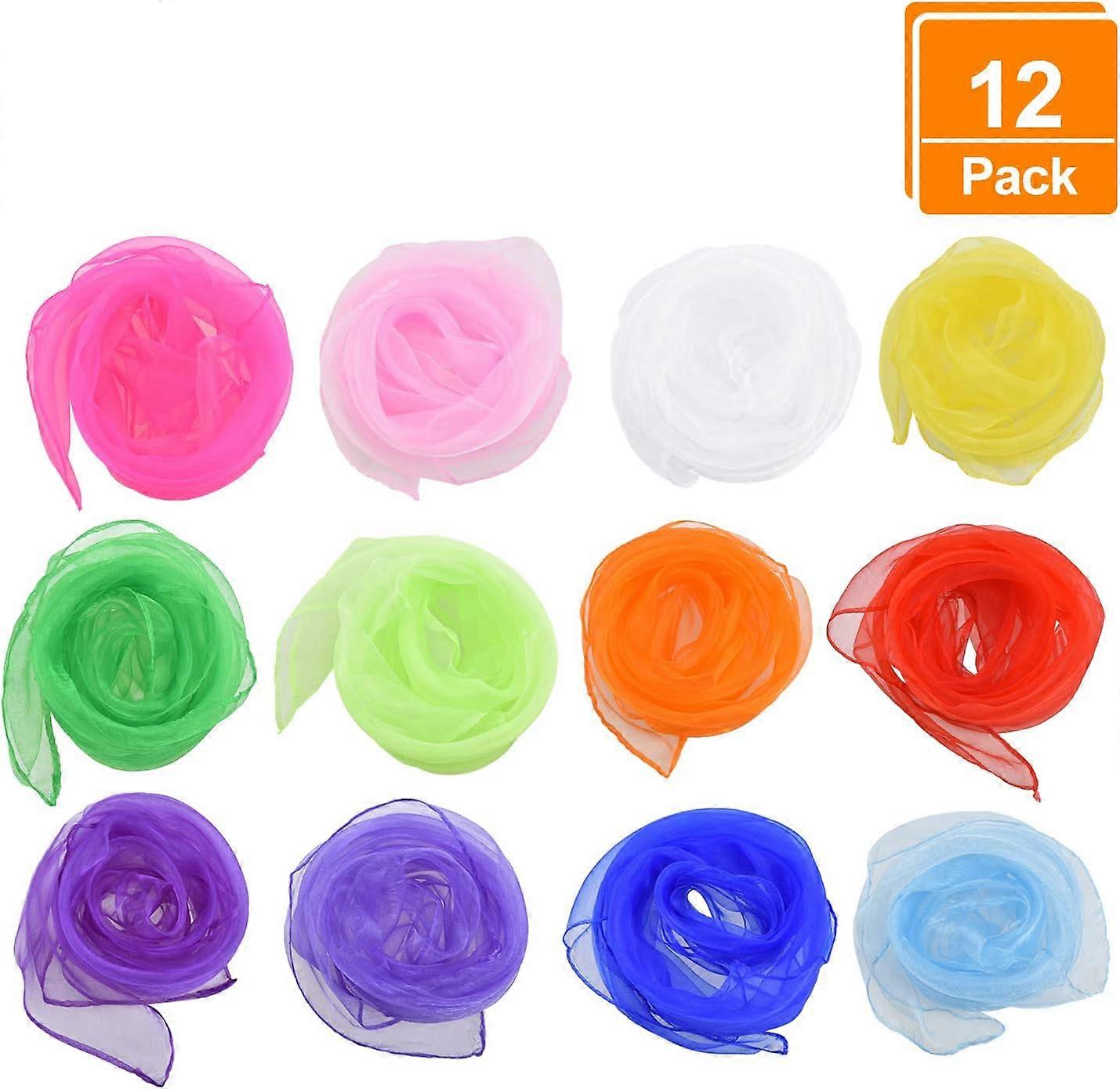 Square Juggling Performance Props, Dance Scarves Chiffon Fabric Adaptable Design Brightly Colored Pieces for Play Magic Music DIY Projects Decorative