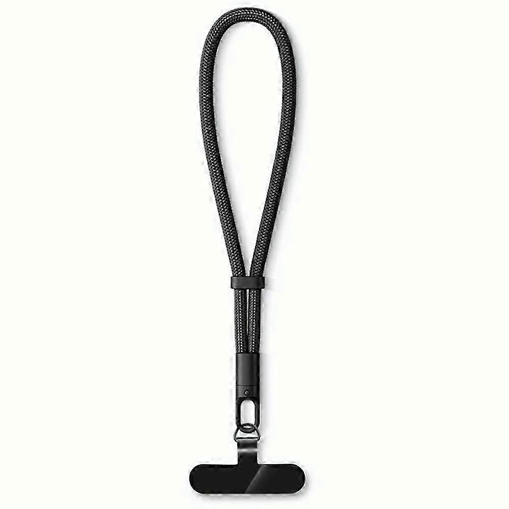 7mm Adjustable Wrist Strap Self-Locking Phone Lanyard with Tether Tab, 360-Degree Rotating Hook - Bl
