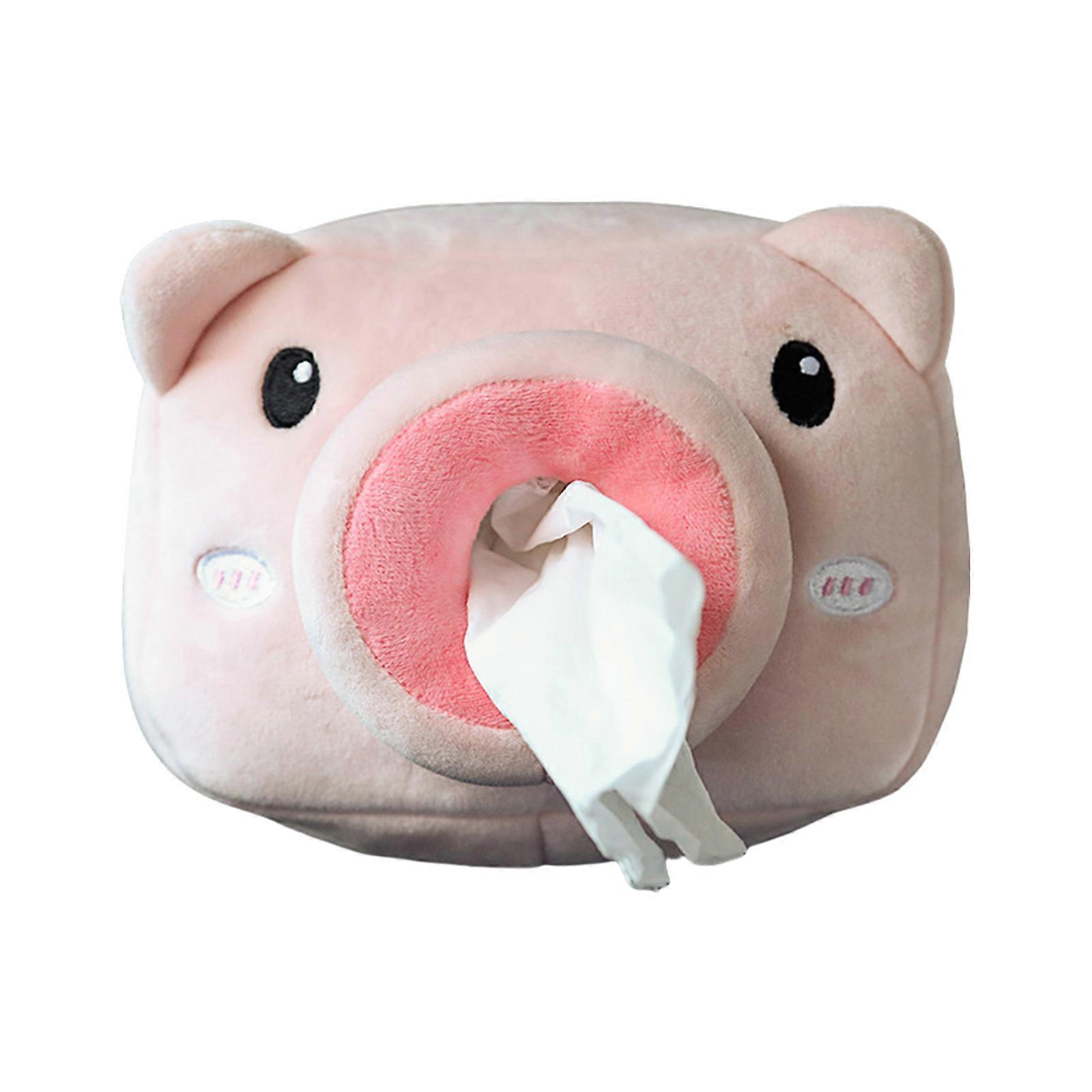 Hanging Plush Napkin Bag Car Headrest Tissue Box Soft Tissue Dispenser Cartoon Animal Pattern Paper Case Tissue Holder