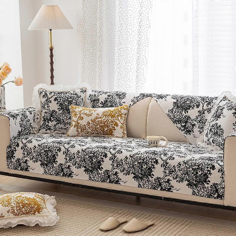 Sofa Cushion Four Seasons Universal Non-slip Cushion Cover Chenille Printed Sofa Dust-proof Non-slip Sofa Cover Towel