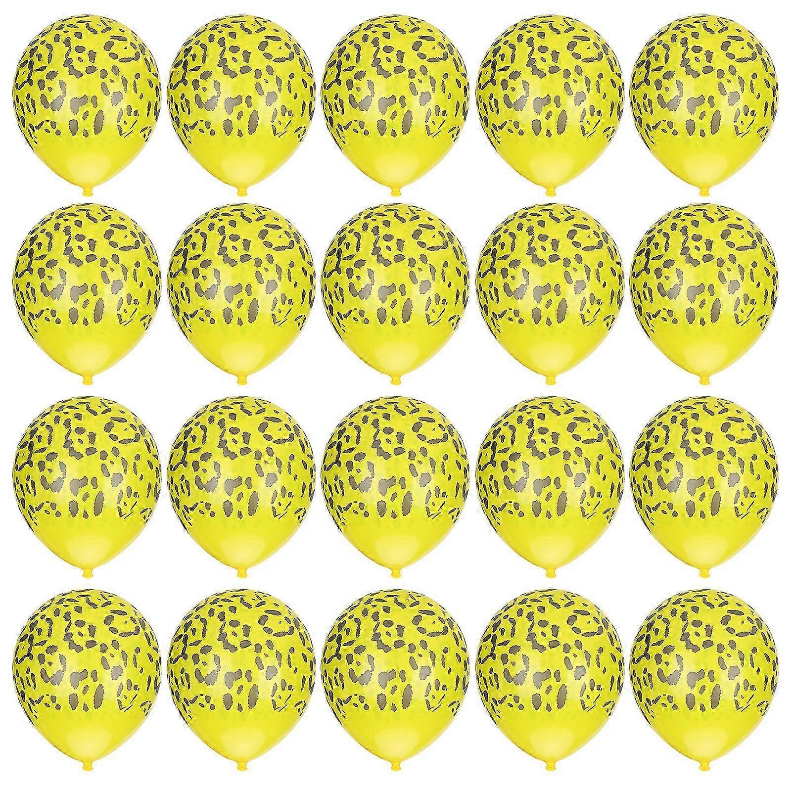 20Pcs Animal Pattern Balloons Round Latex Balloons Decoration for Birthday/PartyYellow for Leopard Pattern