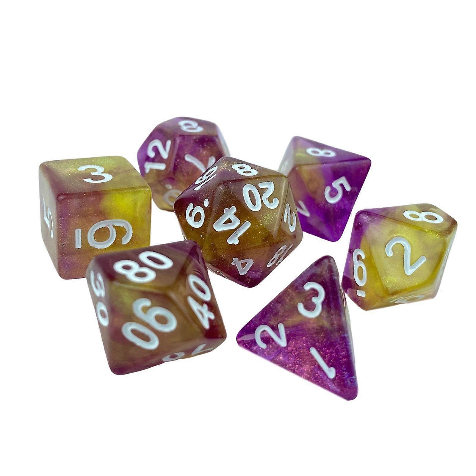 7x Game Dices Luminary Engraved Assorted for Roll Playing Games Style