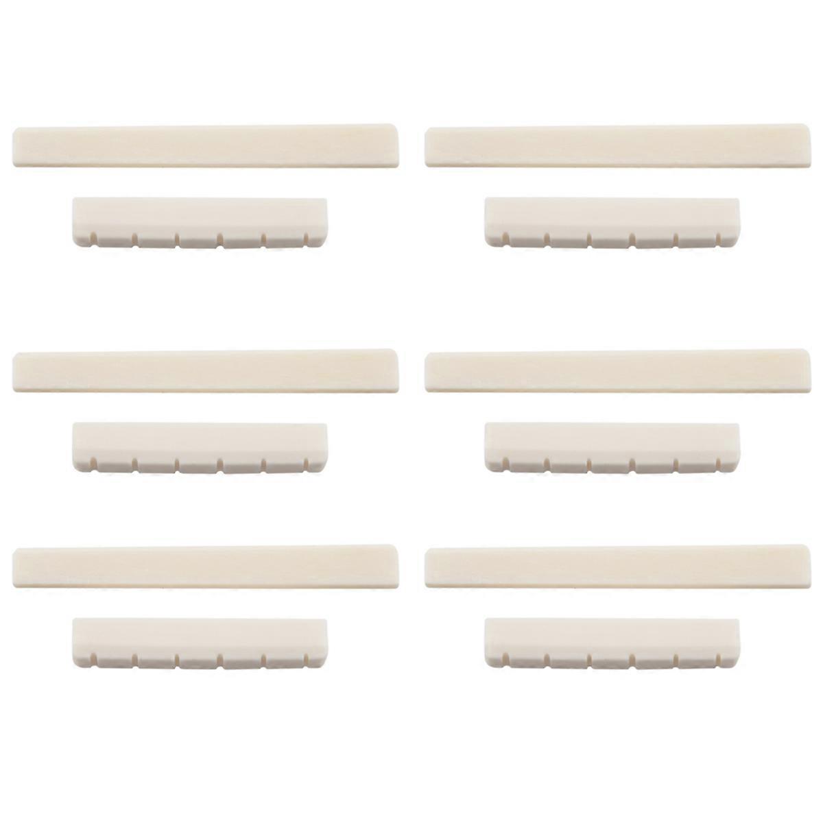 6X Classical Guitar Bone Slotted Saddle Nut Set