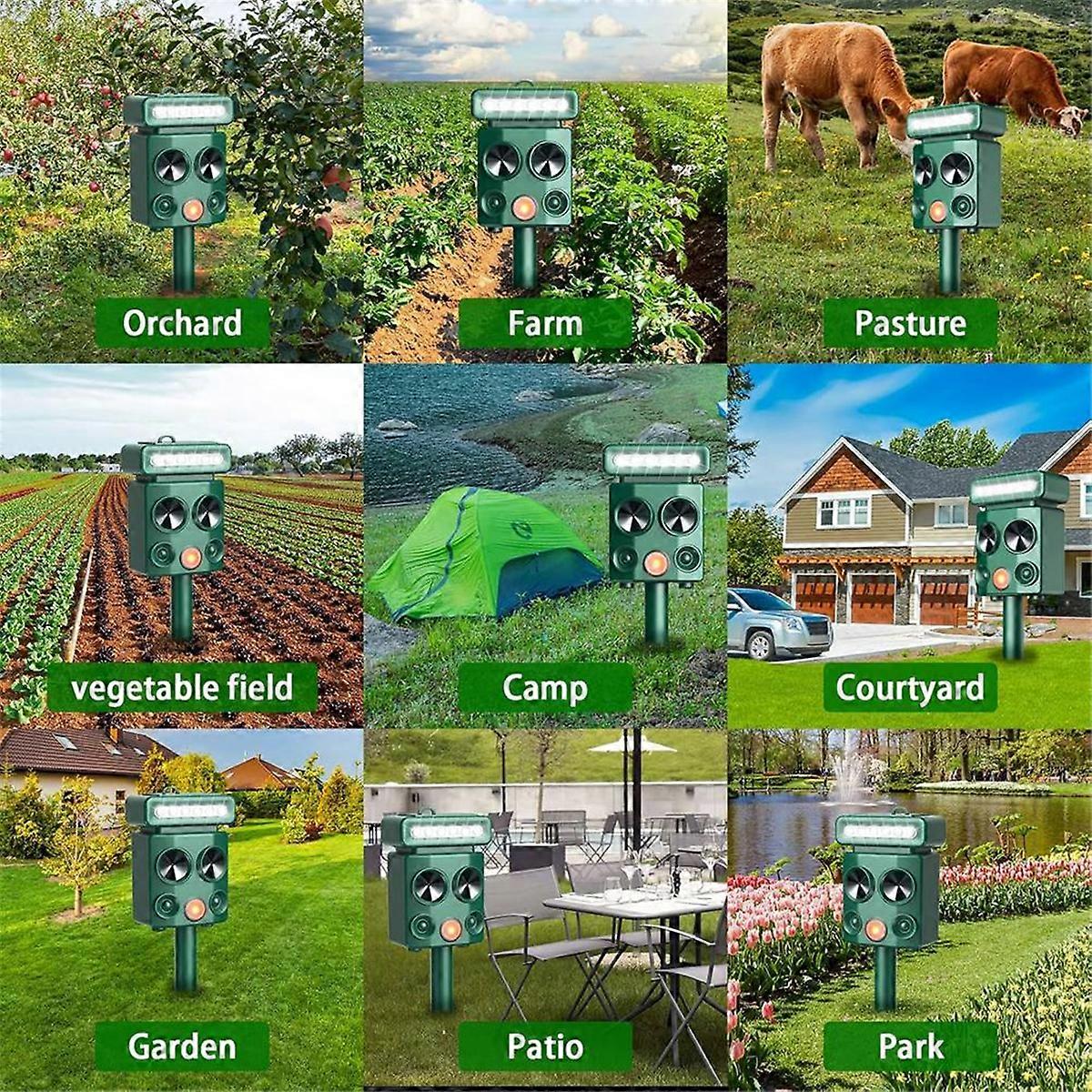 2PCS Ultrasonic Animal Repellent Outdoor Solar Animal Repeller with Motion Detection,Deer Deterrent Device for Yard