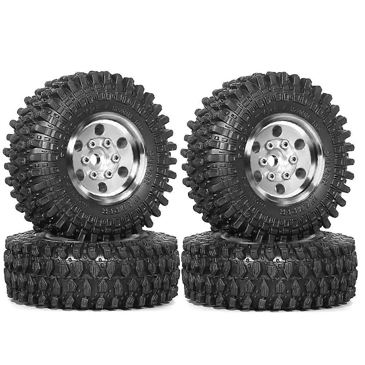 Metall Beadlock Rad Reifen für 1/18 1/24 RC Crawler Auto Silber