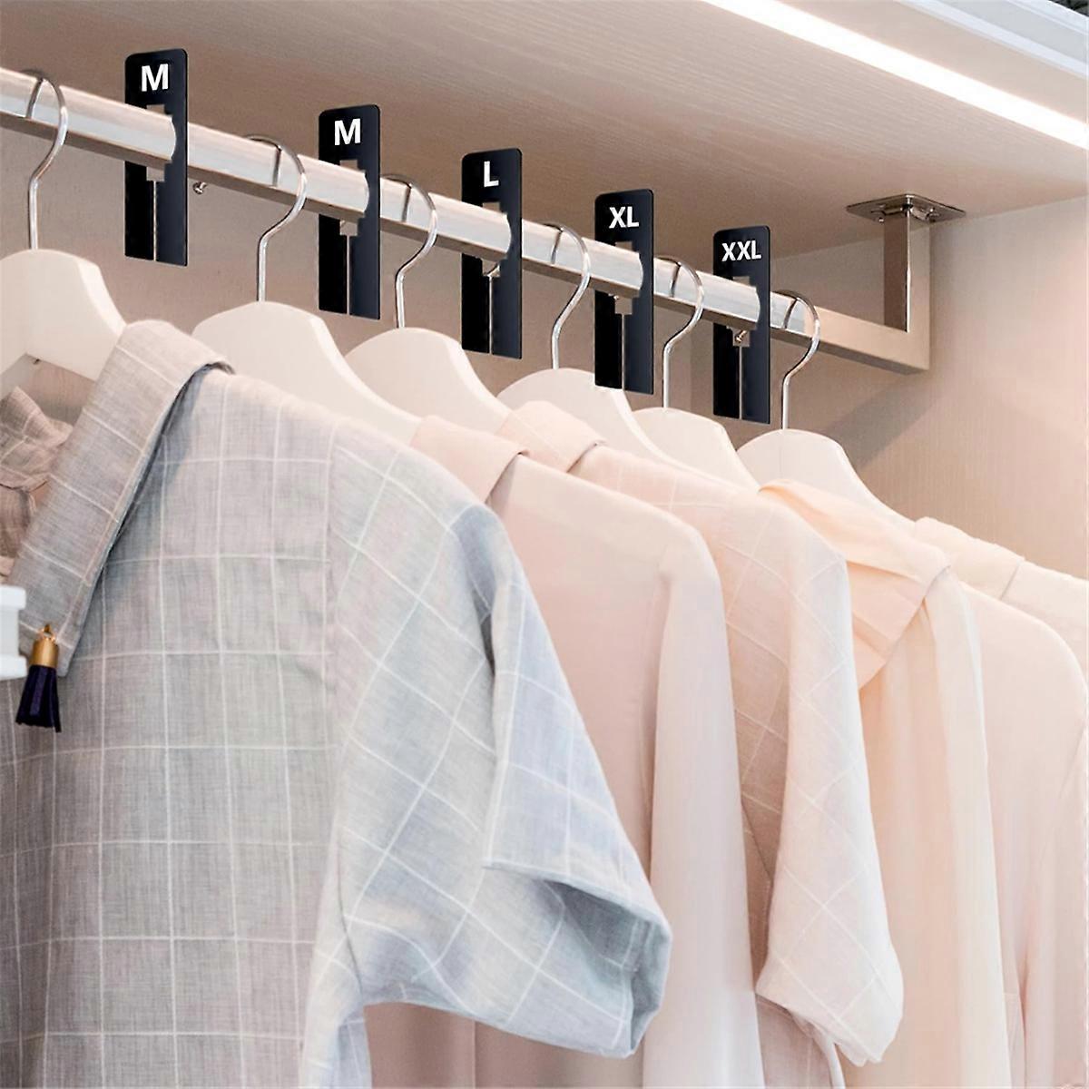 40 Pack Rectangular Plastic Clothing Size Closet Rack Dividers Hangers, Preprinted in 8 Sizes