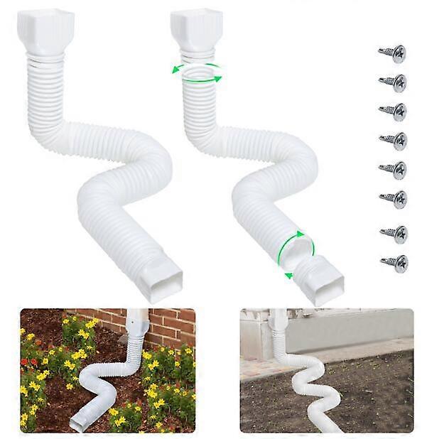 Aoresac White-2pack Rain Gutter Downspout Extensions Flexible/Drain Downspout Extender/Down Spout Drain Extender, Gutter Connector Rainwater Drainage