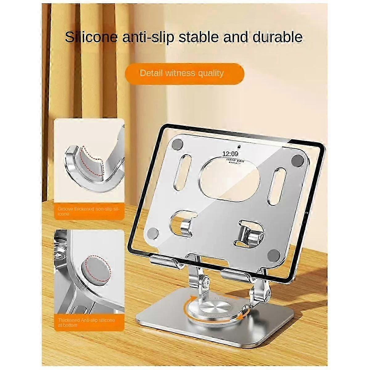 360 Rotation Tablet Holder Stand Height Adjustable Folding Mini Desk Stand Silver