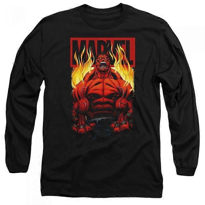 Marvel Unisex Erwachsene Rotes Hulk Fire T-Shirt