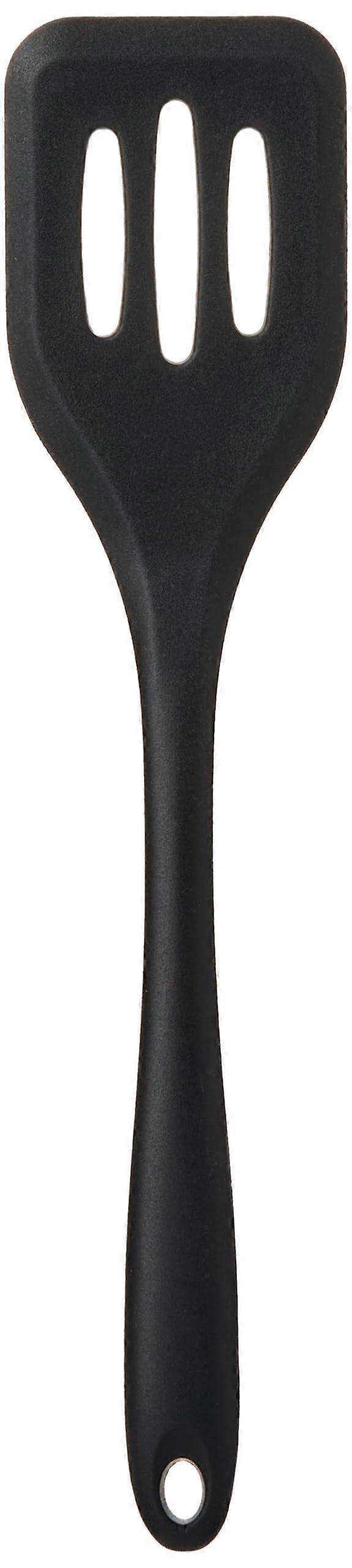 Silicone Grooved Turner Black Spatula Kitchen Utensil