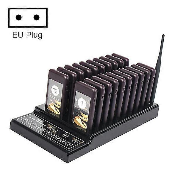 QC100 999-kanałowy bezprzewodowy system przywoławczy kolejkowy restauracji z 20 pagerami Call Coaster, wtyczka UE