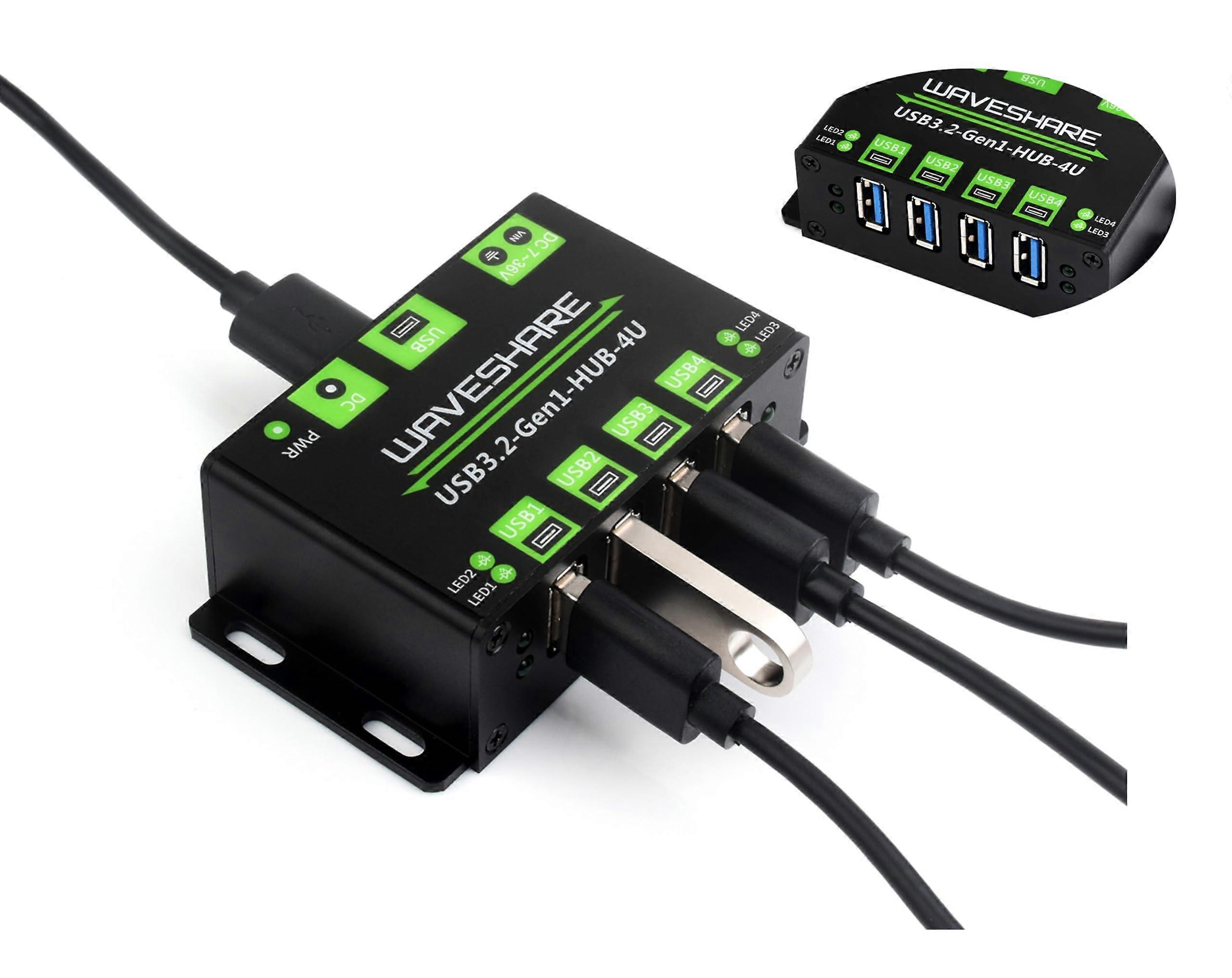 4-Ch USB 3.2 Gen1 HUB, 4-Port USB Hub 4X Extended USB 3.2 Gen1 Ports and 5Gbps