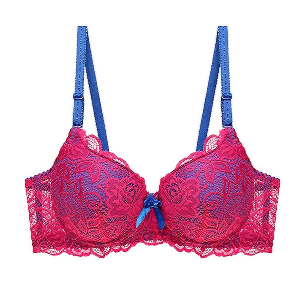 Women Underwired No Pad Push Up  Color Block Lace Patchwork Bra 