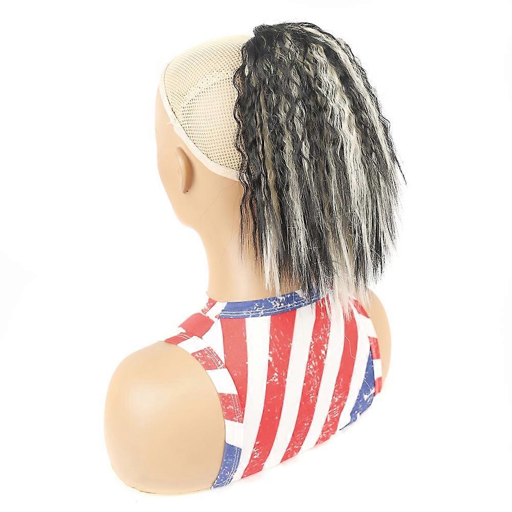 LS868 Drawstring Fixed Corn Perm Curly Wig Fluffy Short Ponytail Wigs, Color: 1BH613