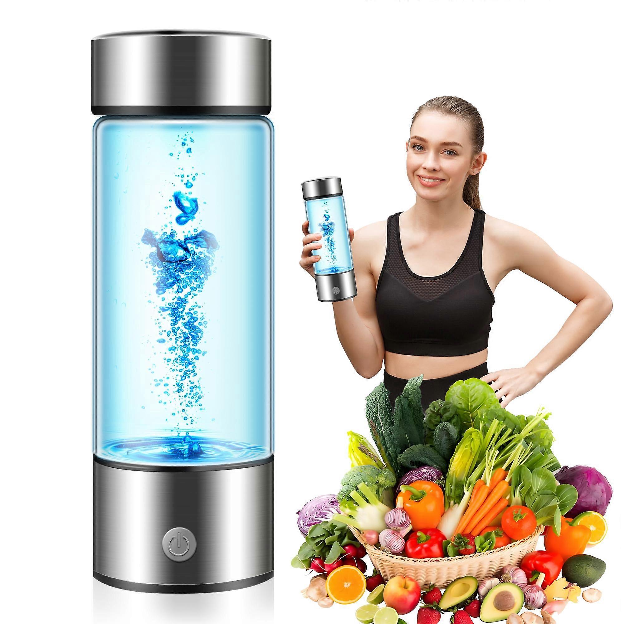 Hydrogen Water Bottle , Generator with SPE PEM Technology, Improves Water in 3 Minutes (Silver)