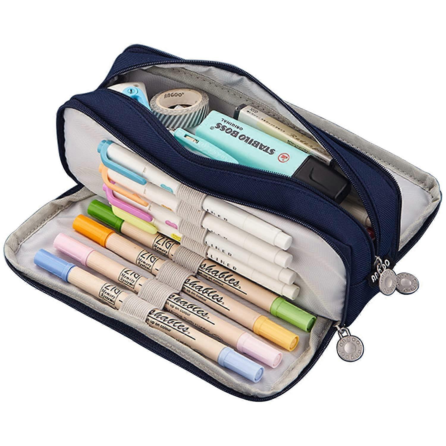 Pencil Case Cute Pencil Pouch with 3 Compartments Large Size Canvas Storage Bag for School and Office用品