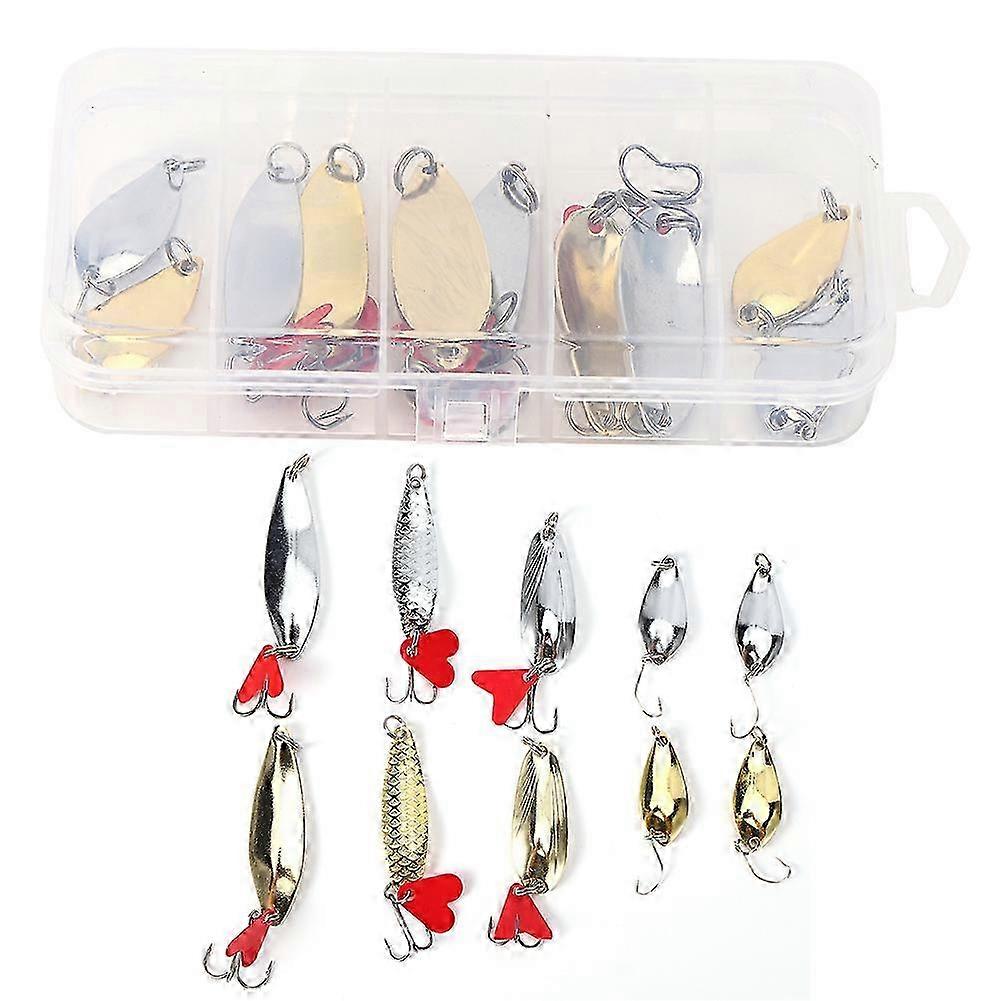 JiaWei 10PCS/Set Sequin Hard Lure Metal Artificial Simulation Spoon Bait Fishing Tackle Box AvL