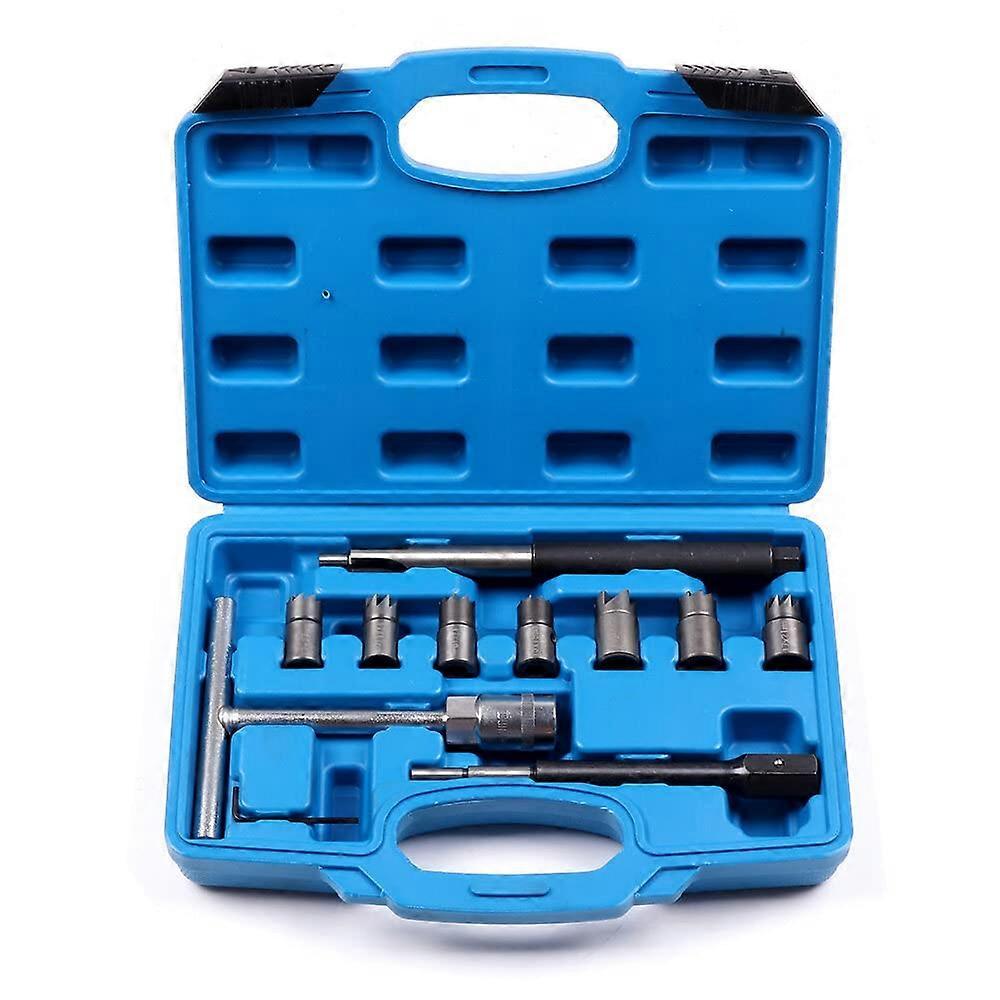 10pcs Diesel Injector Seat Cutter Tool Set with Flat Reamer, Angled Reamer, and Hex Key for Precision Engine Repairs