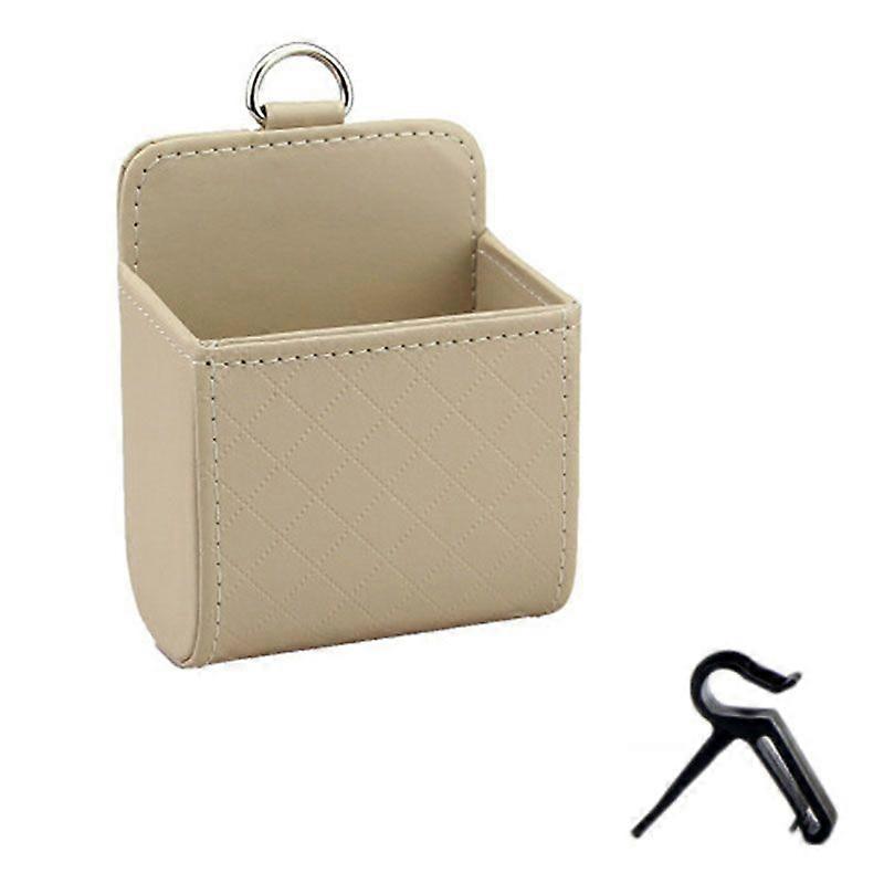 1pc Car Storage Bag Car Accessories Air Vent Dashboard Tidy Hanging Leather Organizer Box Glasses Phone Holder Storage Organizer