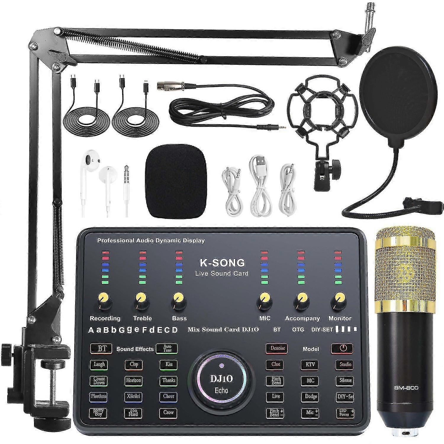 A style Capacitor microphone live sound card mobile computer live sound card special equipment full set