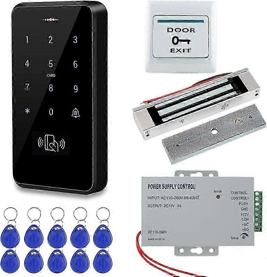 IP68防水户外门禁系统套件RFID键盘门禁+ 180KG / 350lbs电磁锁+电源+ 10pcs Keyfo