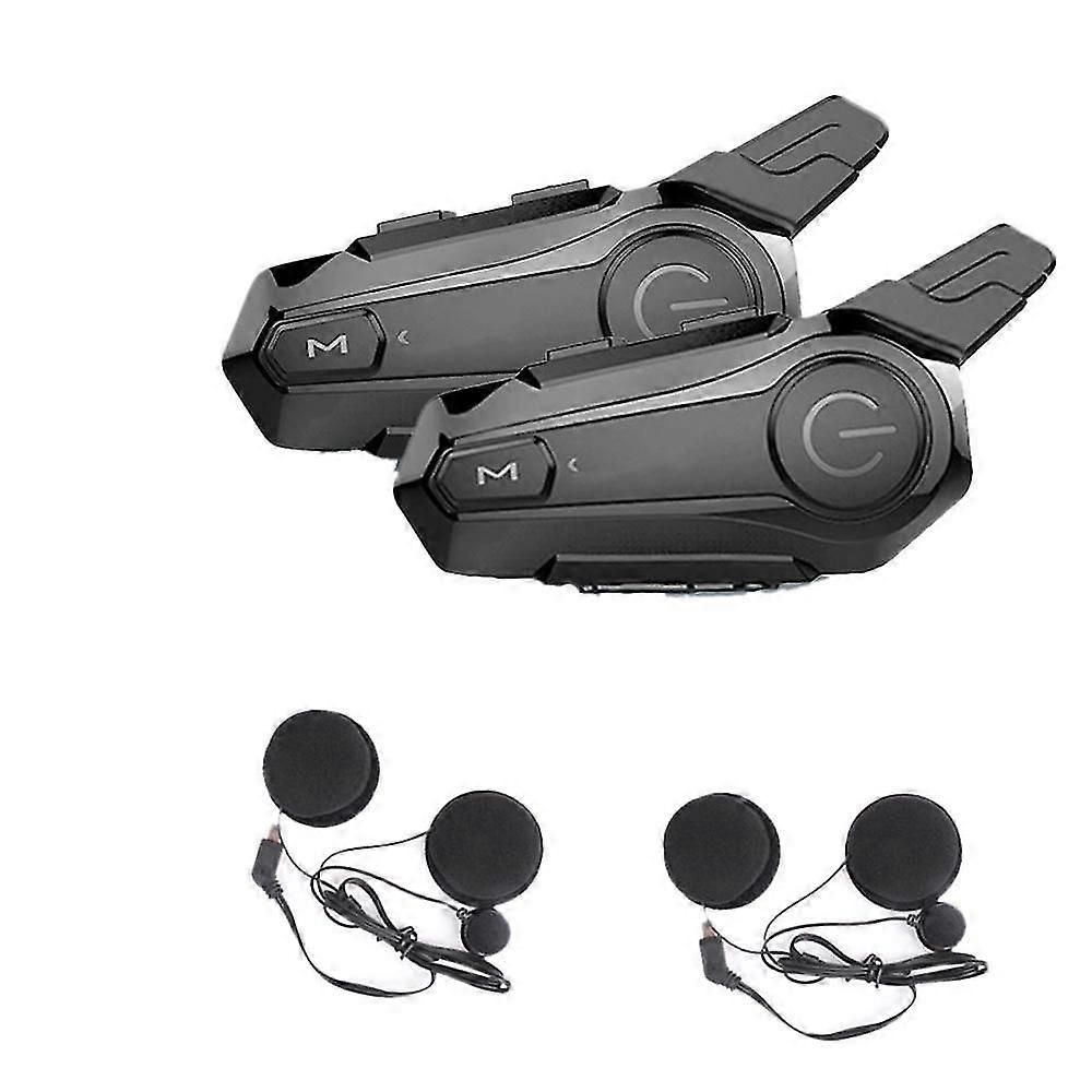 2Pcs Bluetooth Intercom Motorcycle Full Helmet Bluetooth Headset for 2 Intercomunicador Wireless He
