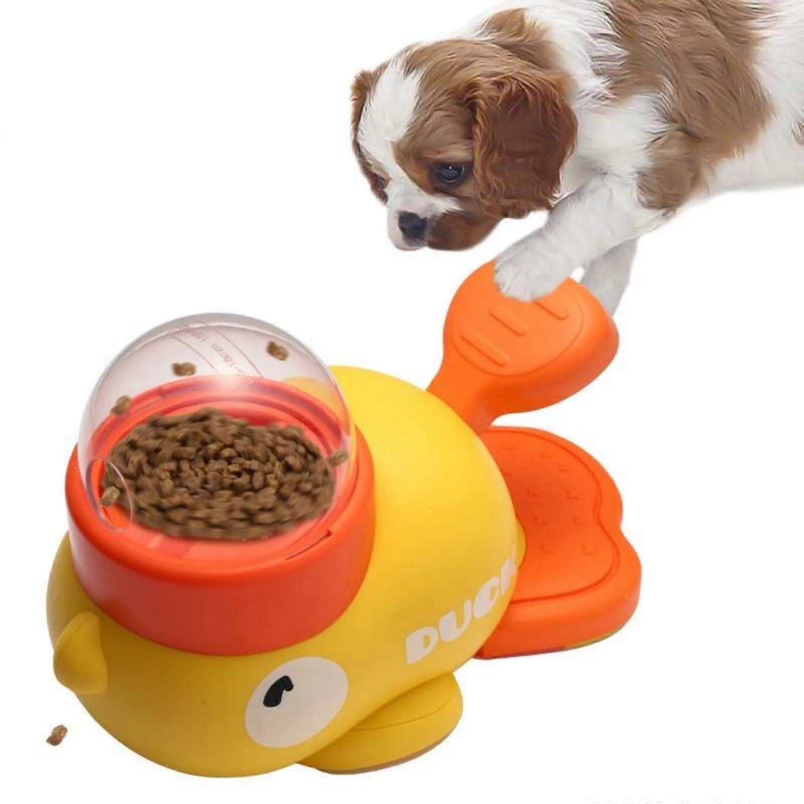 Duck Dog Treat Dispenser, Interactive Duck Dog Slow Feeder Toy, Pet Slow Bowl Dispenser, Owner Pet Bonding Game (Yellow)