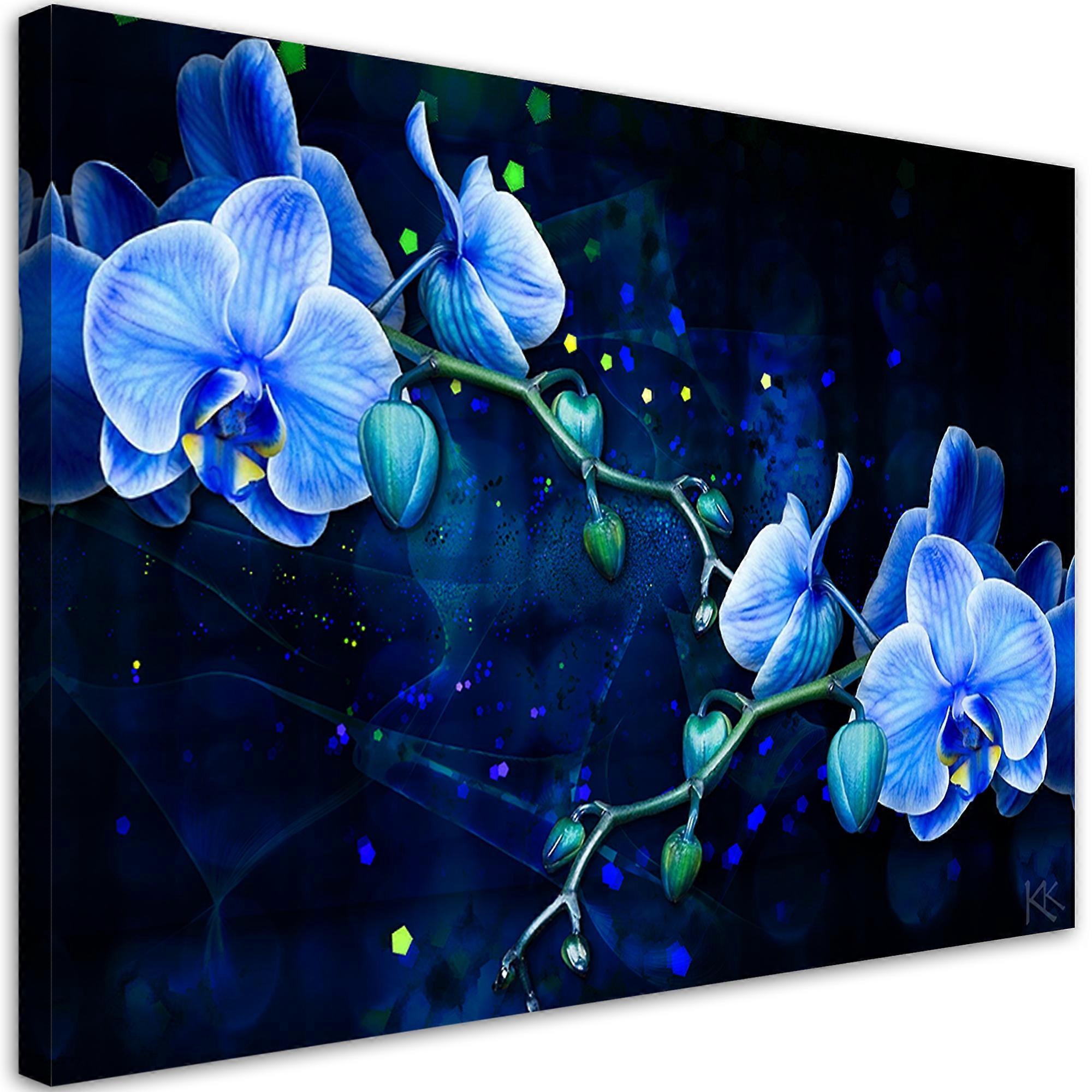 Lienzo, Flor de orquídea azul - 120x80