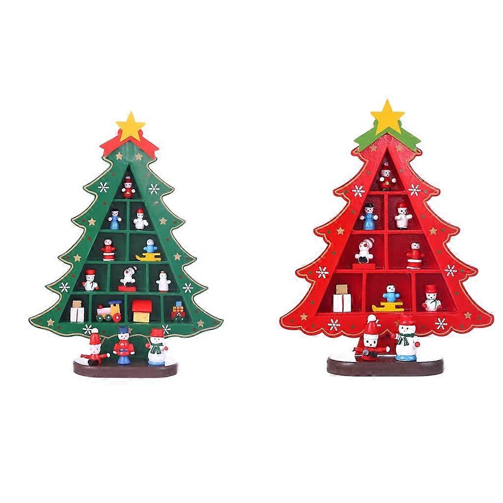 2x Christmas Tree Holiday Decoration Xmas Trees with Doll Shelf Fireplace