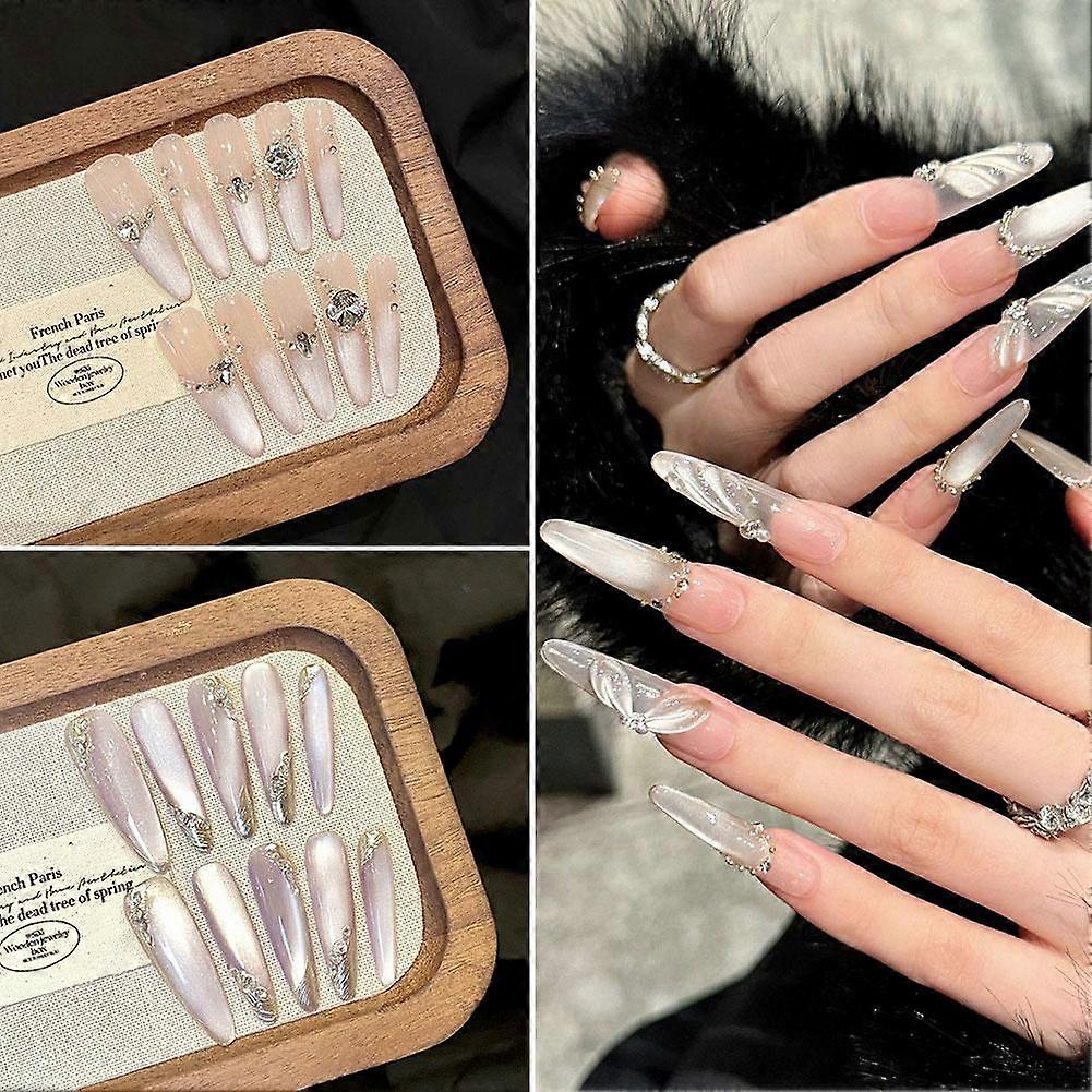 Retro Polka Dot 10 Pcs Fake Nail Press on False Nails Wearable