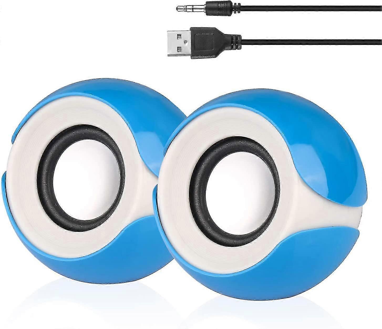Usb Computer Speakers,small Speakers For Laptop Desktop Netbook & Pc, Mini Powered Stereo Speaker System With Volume Control & Audio Plug Blue