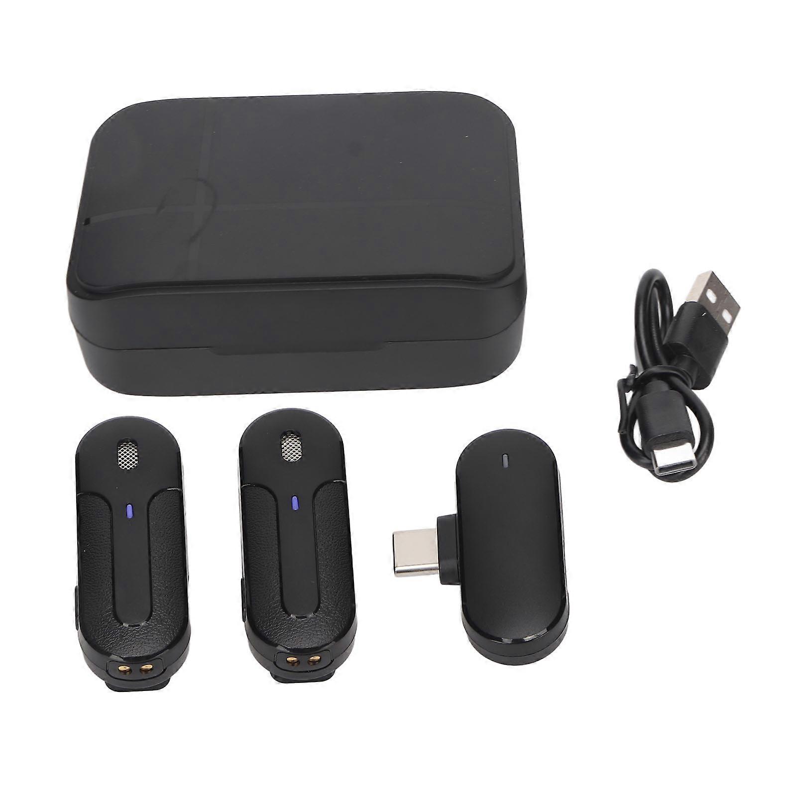 2.4G Lavalier Microphone Noise Reduction 1 2 Type C Mini Wireless Lapel Clip On Mic for Video Recording