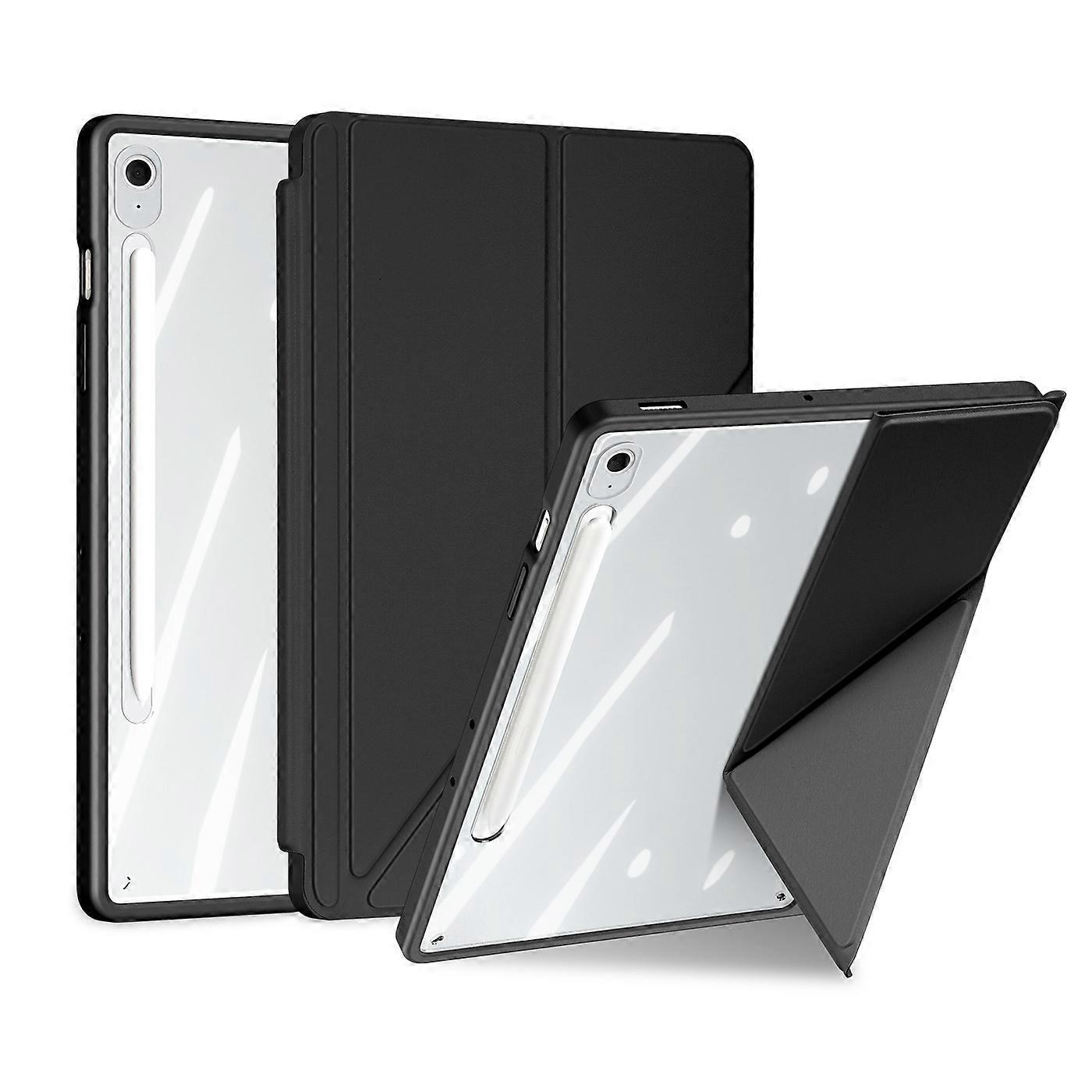 Compatible For Samsung Galaxy Tab S10 FE+ Case DUX DUCIS Magi Series Detachable Origami Stand Leather+PC+TPU Clear Back Cover