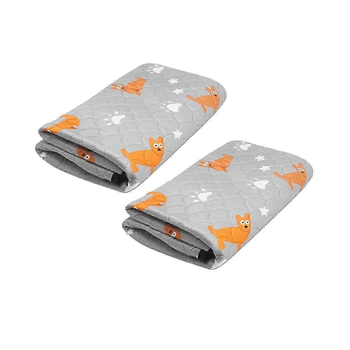 2 Pcs Reusable Guinea Pig Cage Liners - Washable, Absorbent, Waterproof - Light Grey