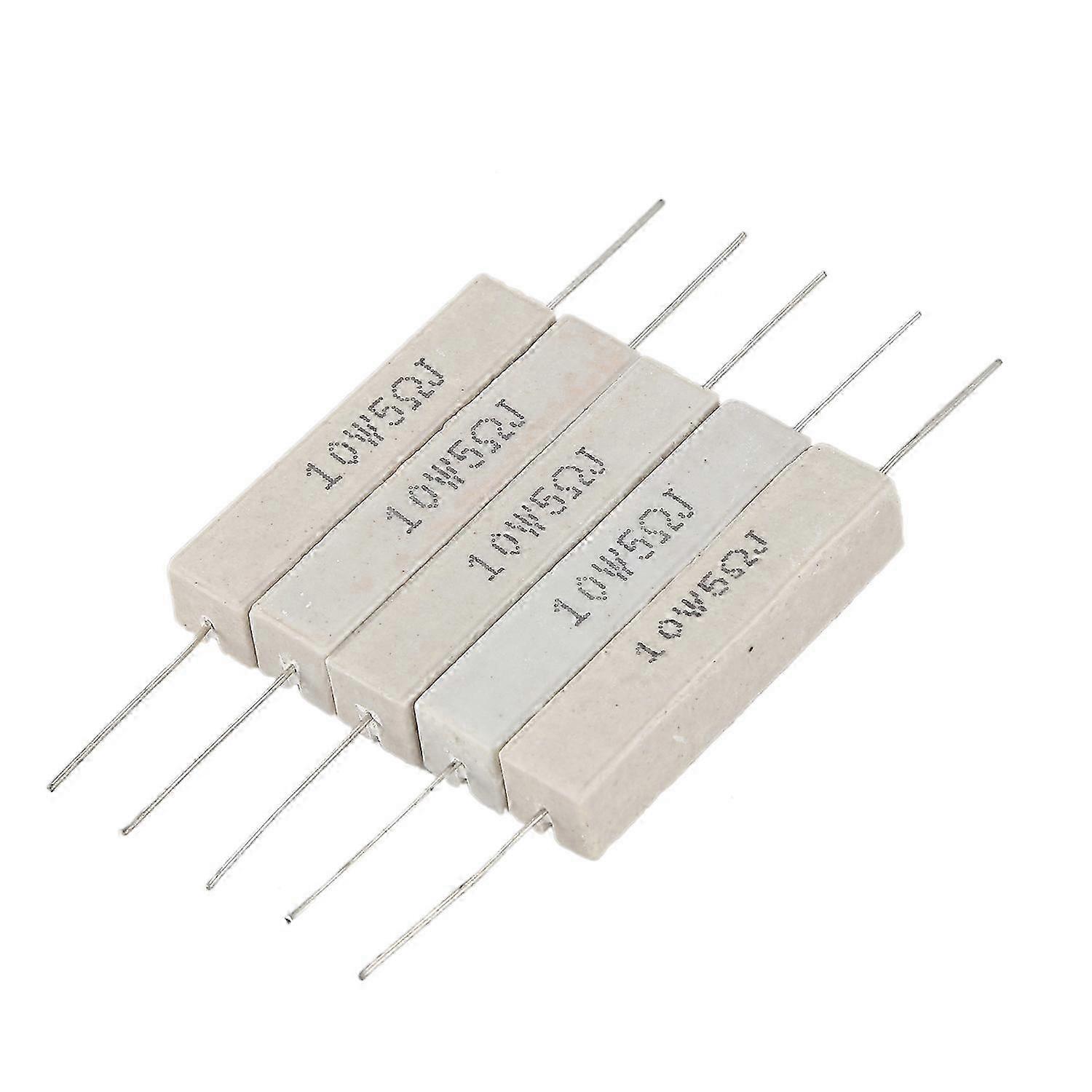 5pcs Wirewound Ceramic Cement Resistor 5 Ohm 10W Watt 5%