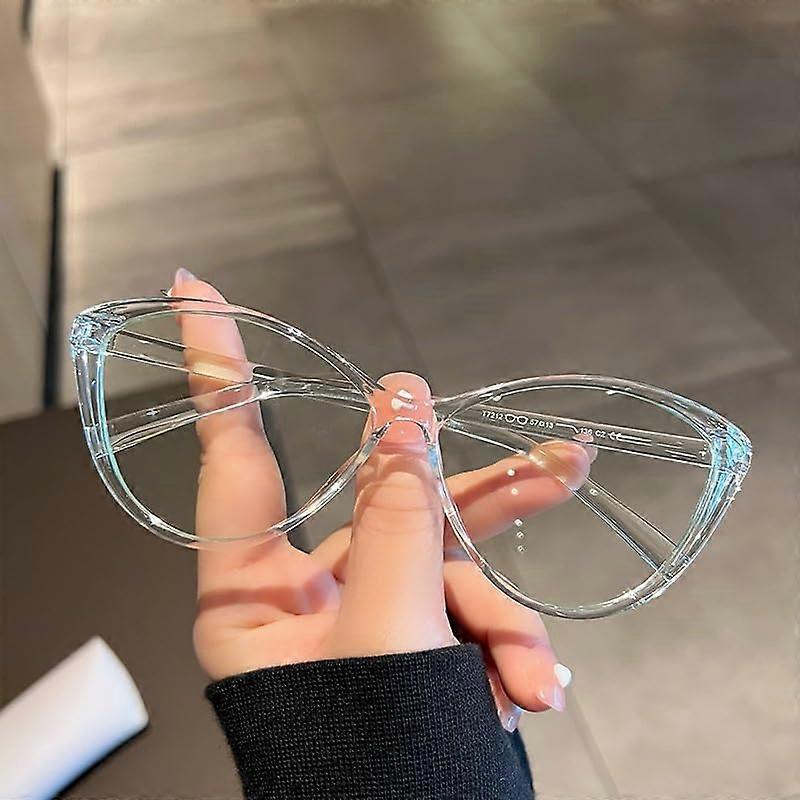 TR90 Cat Glasses Frame Reading Glasses +200 Size Transparent Anti-UV Anti-Blue Ray with Spring Hinge for Ladies