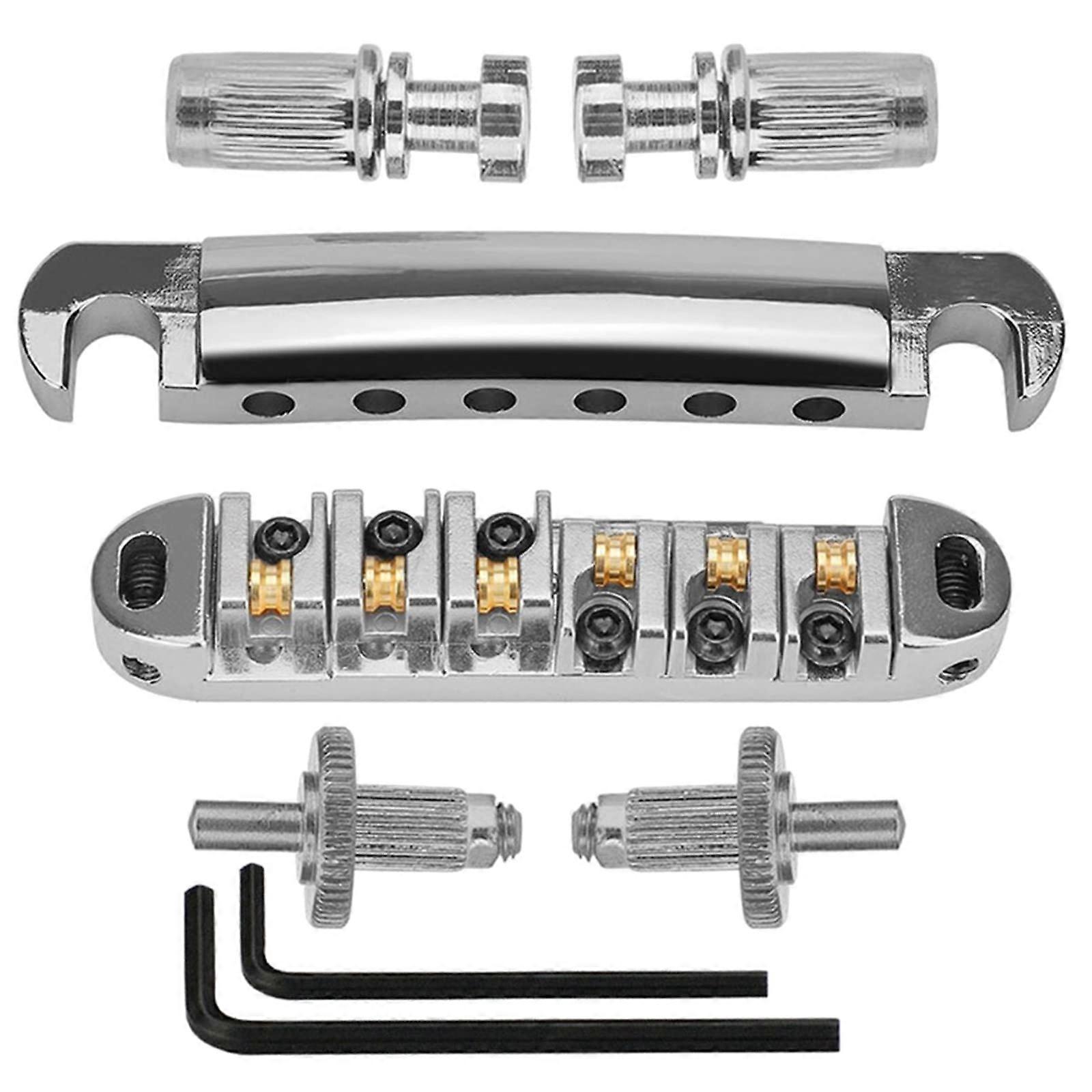 Roller Saddle Tune O Matic Bridge Tailpiece with Studs for Bridge Electric Guitar Replacement Accessories Ref: 4532