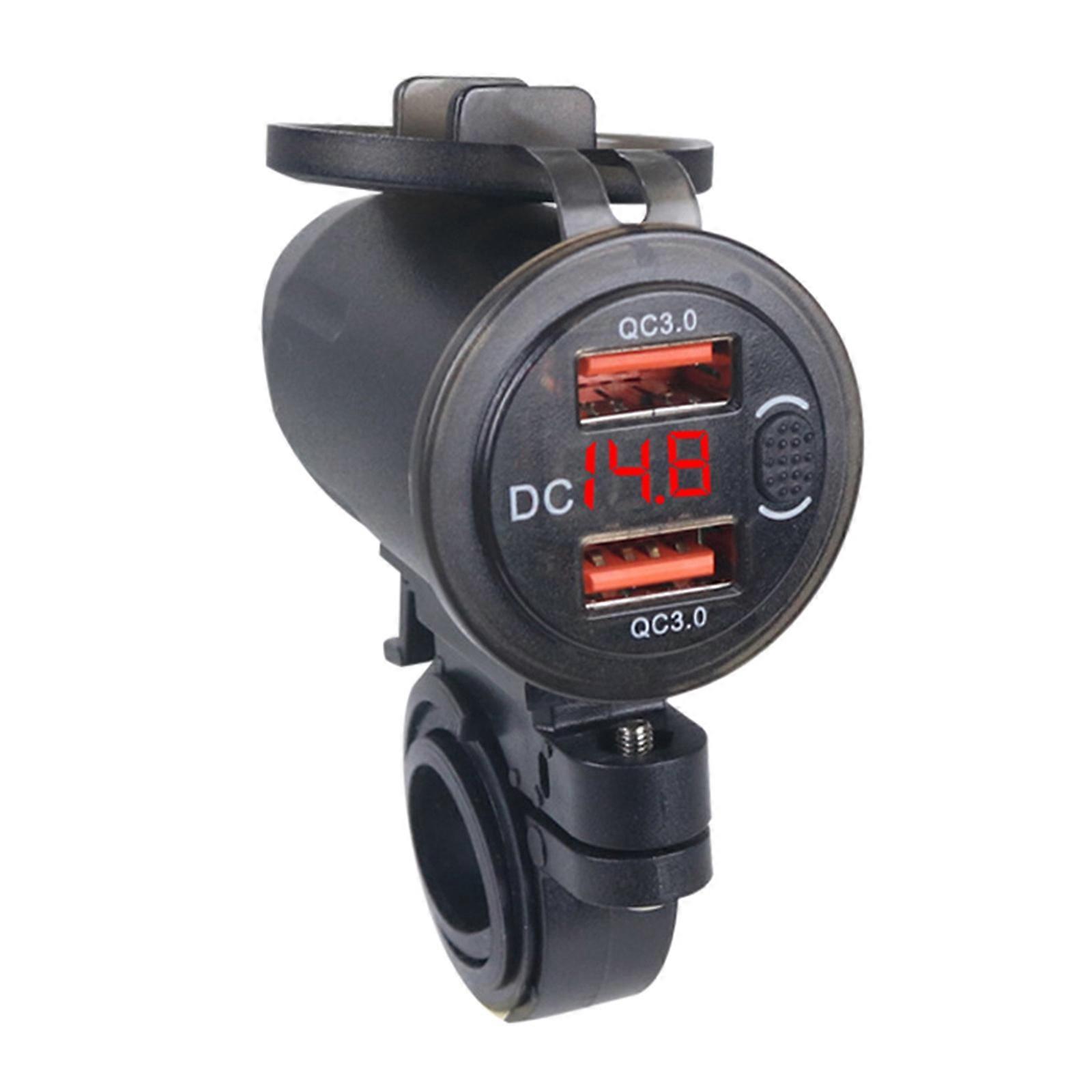 Quick Charge 3.0 USB Charger Socket 12V/24V Waterproof Dual Port Charger Power Adapter Outlet with LED Display Multicolor