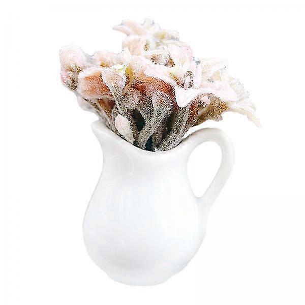 Set of 4 Miniature Potted Plants for Dollhouse, 1:8 Scale Flower Models for Home